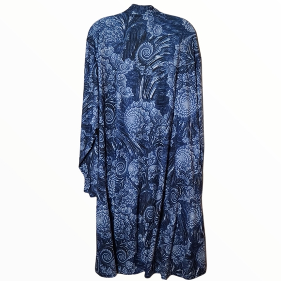 Zerdocean Blue Printed Long Cardigan, Size 4X - Picture 2 of 6